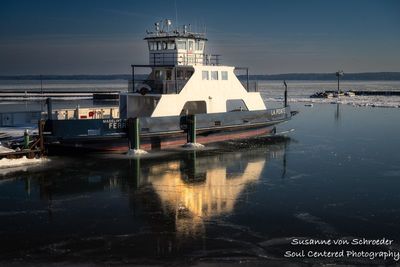Madeline Island ferry, reflections