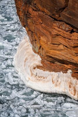 Red sandstone and Lake Superior ice