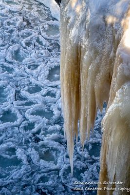 Icicles and pancake ice