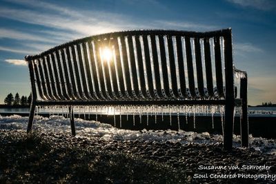 Icecovered bench at Grand Marais, MN