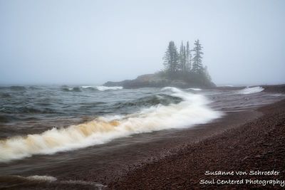 Foggy day at the Tombolo, Lake Superior 1