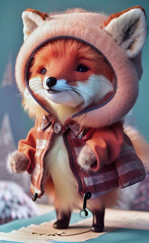 Cute fox dressed for winter….