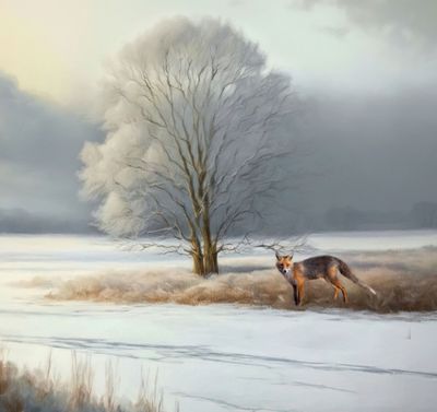 Leggy Fox in a beautiful winter scene…