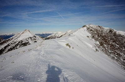 Looking back on Karlzpitze 2097m and Schoberspitze 2126m behind on the left