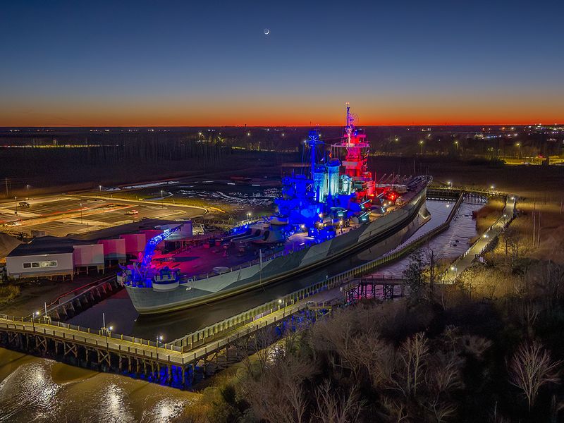 Night flight over the Cape Fear