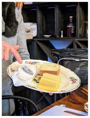 Morbier (ash cheese), comt, and goat cheeses
