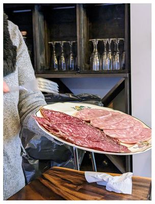Saucisse  lail (smoked garlic sausage) and Rosette de Lyon (cured and dried pork sausage)