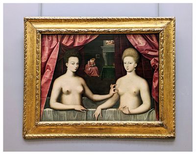 Presumed Portrait of Gabrielle d'Estres and Her Sister the Duchesse de Villars (Fontainebleau School)