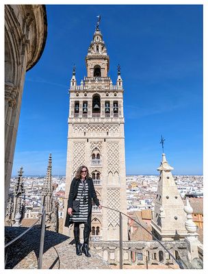  Seville Cathedral rooftop tour: Kathy and Giralda bell tower