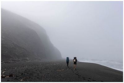 Starting our foggy hike at Mattole Beach