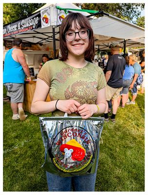 Norah with her bag of cheese 