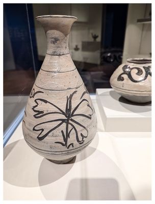 Bottle with Peony Motif, Buncheong Ceramic