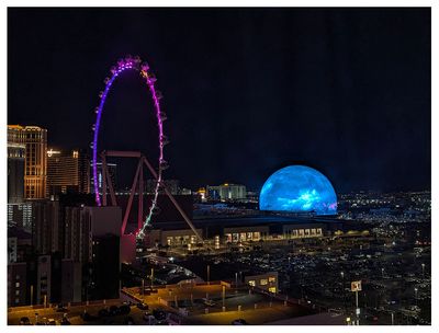 The High Roller and the Sphere from our room