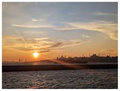 Istanbul minarets and domes at sunset
