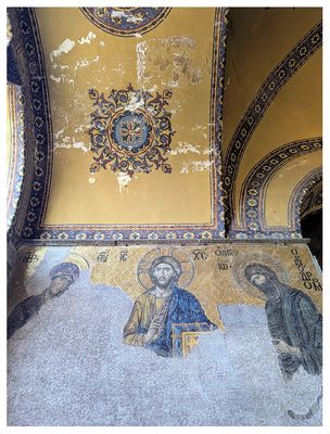 Deesis Mosaic: Virgin Mary, Christ Pantocrator, and John the Baptist