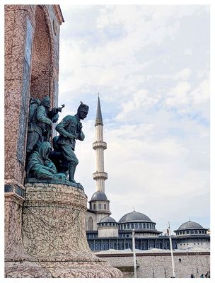 The Republic Monument and Taksim Mosque