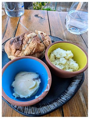 Kelebek dinner: bread, butter, and cheese starter