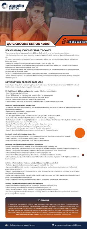 Causes and Fixes for Error Code 40001 in QuickBooks