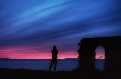 Sunset from St Peters Church Heysham, towards the Lake District. 