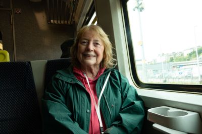 On a commuter train from the port of Cobh to get to Cork, Ireland