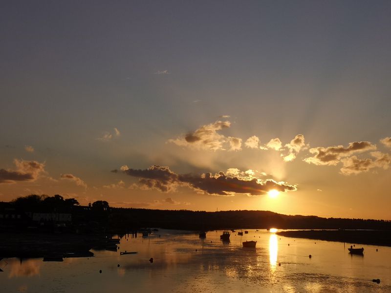 Towards Burnham Overy Staithe at sunset 