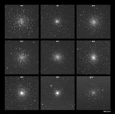 Nine Messier Globulars in Oph and Sgr - 2023 Jul 9