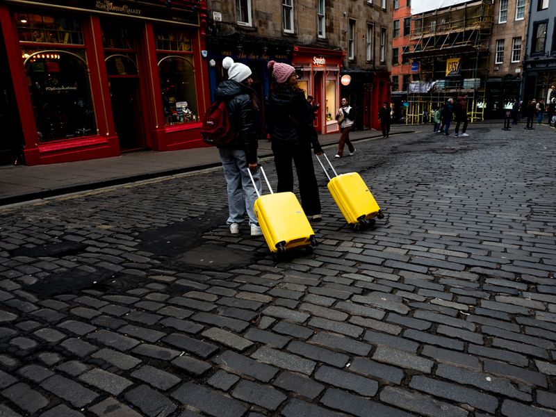 Yellow Suitcases on Victoria Street, Edinburgh