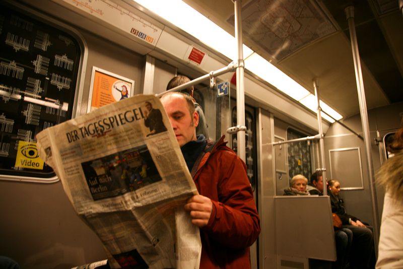 Der Tagesspiegel on the U-Bahn, Berlin