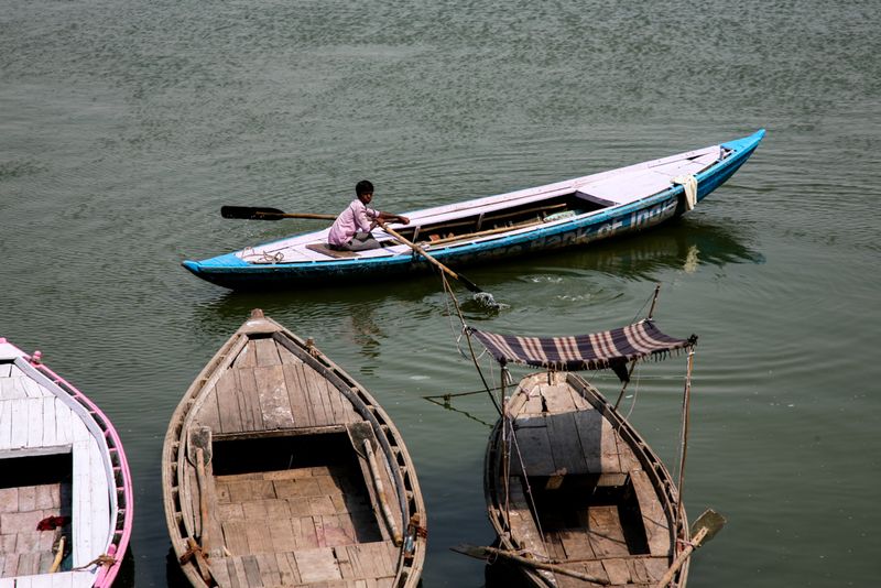 Rowing the River Ganges, Varanasi, India