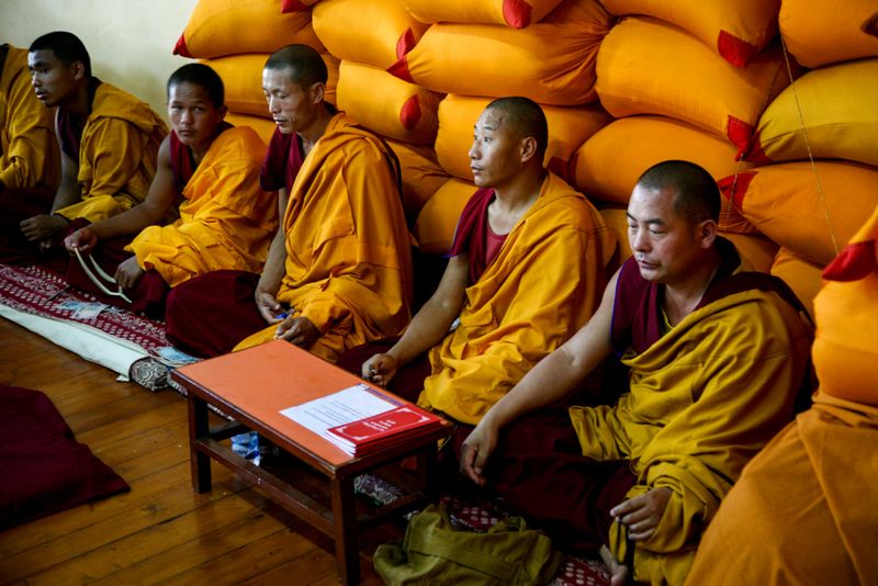 Monks at the Dalai Lama Temple, Dharamshala