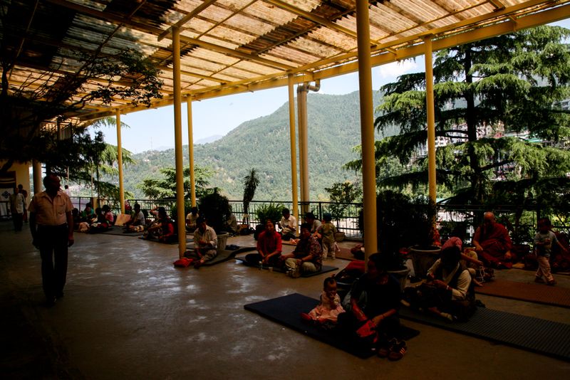 Visitors to the Dalai Lama Temple, Dharamshala, India