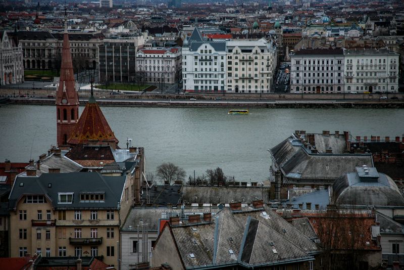 The Danube Dividing Buda and Pest, Budapest, Hungary