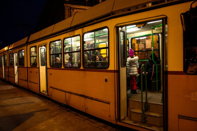 Nighttime Tram, Budapest