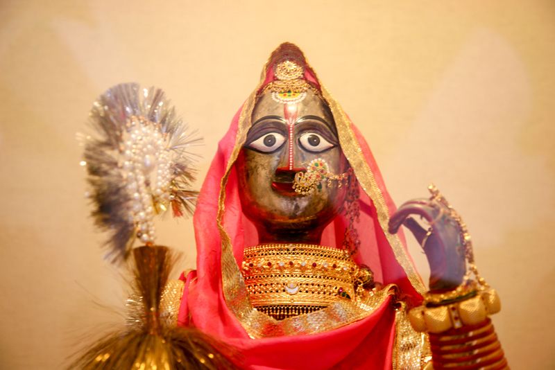 Adorning the Head of the Goddess, Mehrangahr Fort, Jodhpur, India