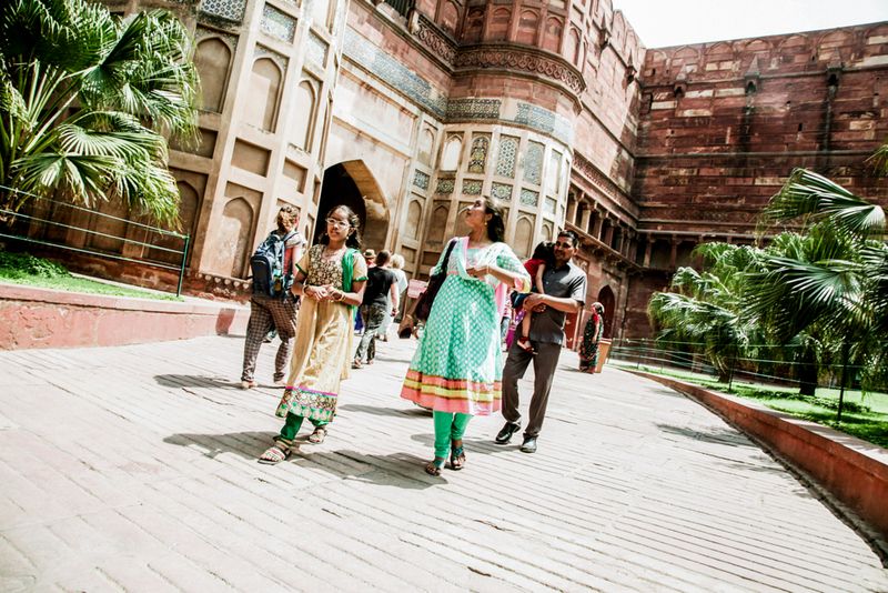 Entering the Red Fort at Agra, India