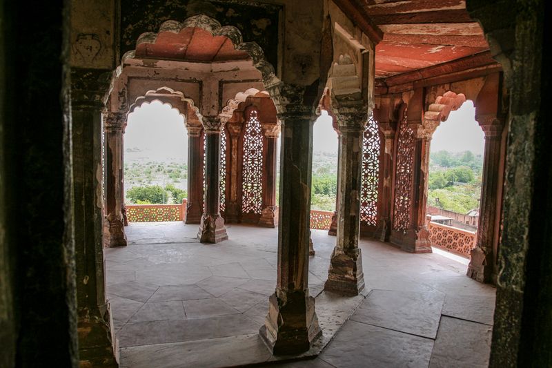 Red Fort Windows for the Taj Mahal, Agra, India
