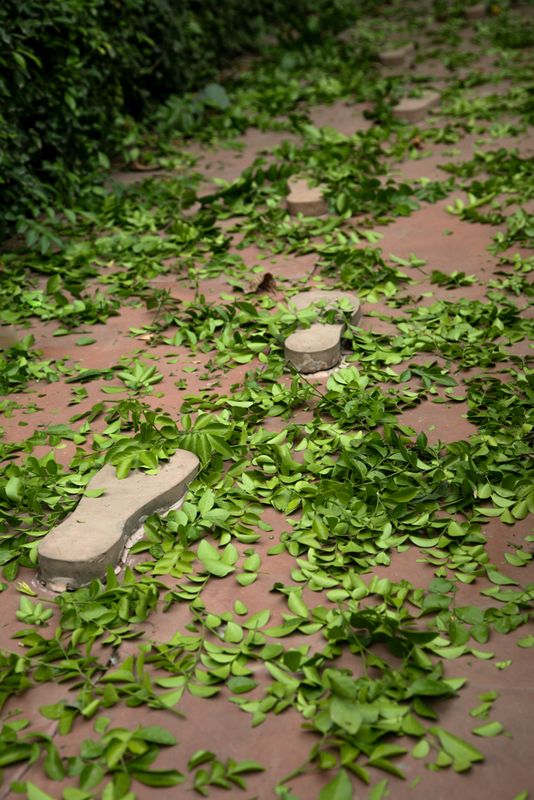Footsteps of Mahatma Gandhi, at Gandhi Smriti Museum, Delhi, India