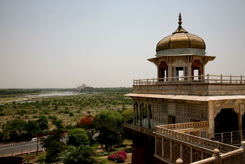 Overlooking the Taj Mahal, Red Fort, Agra India