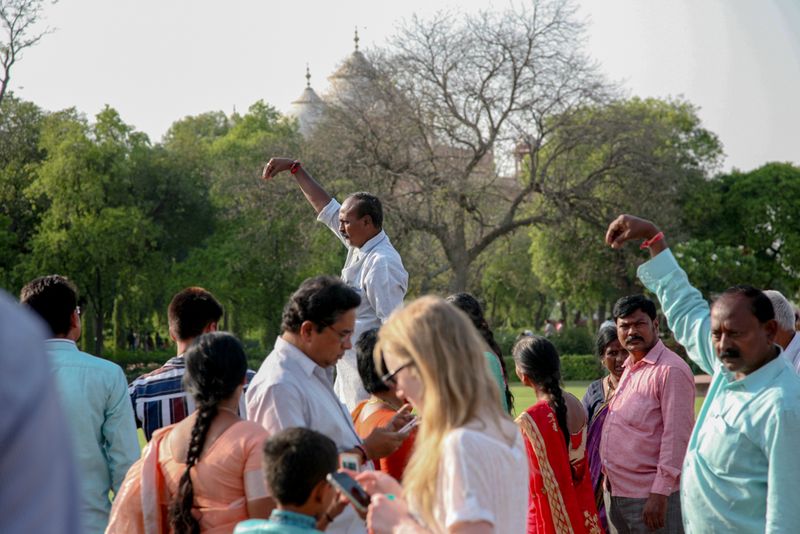 Pinching the Top of the Taj Mahal, Agra, India