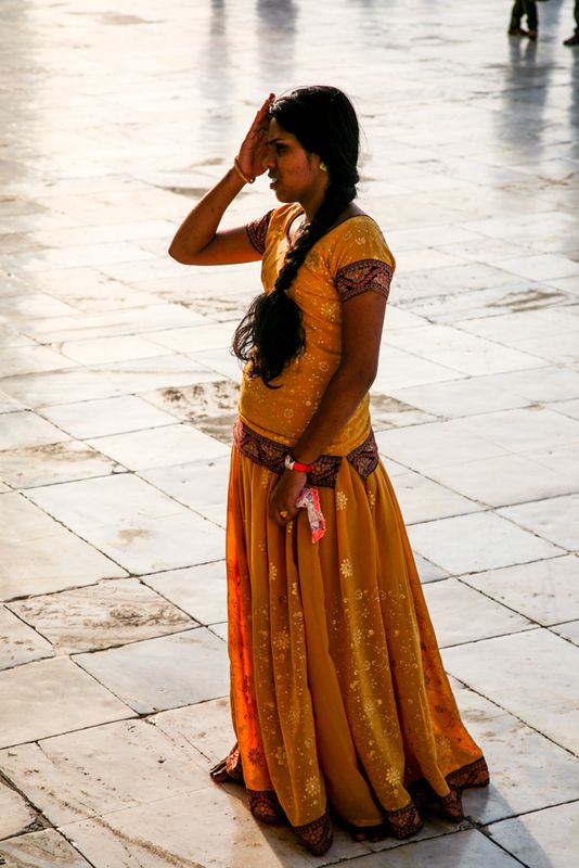 Woman in Orange Sari, Taj Mahal, India