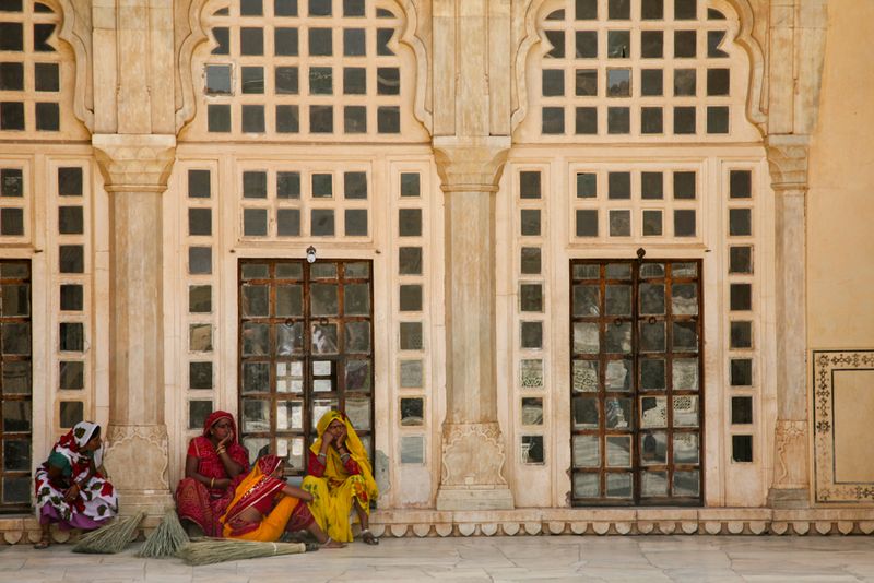 Three Women at the Amber Fort, Jaipur, India