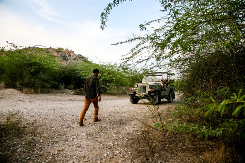 To the Jeep, in the Desert near Nimaj, India