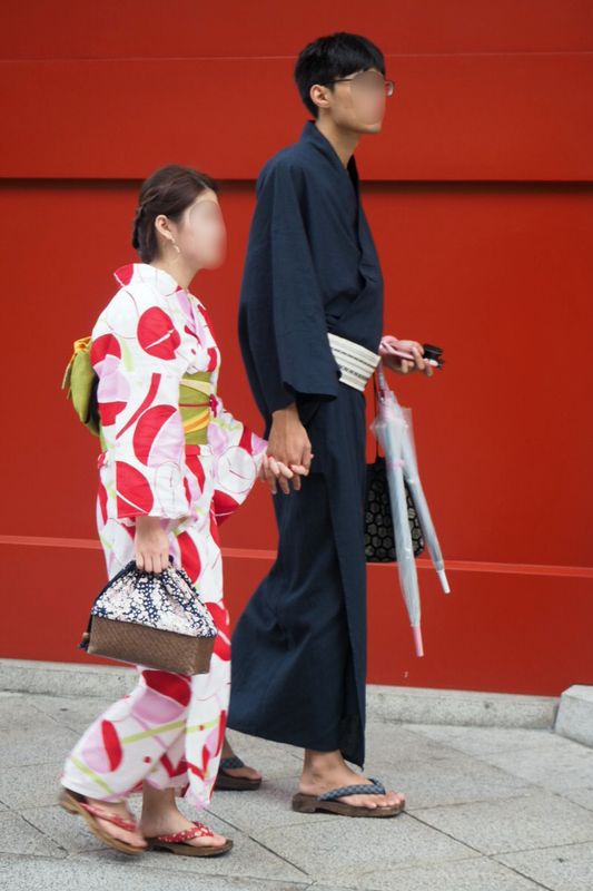 Red Wall Traditional Dress, Tokyo, Japan