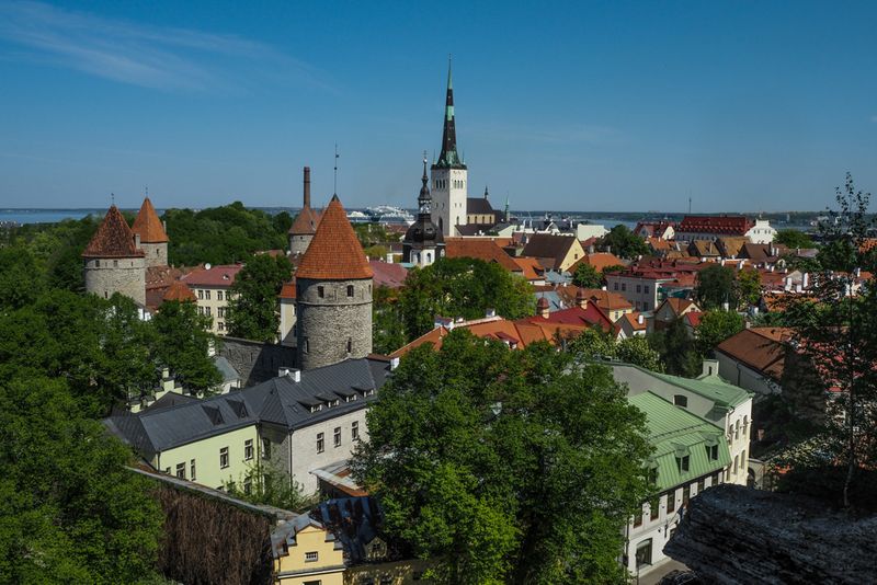 Rooftop Cityscape to the Sea, Tallinn, Estonia
