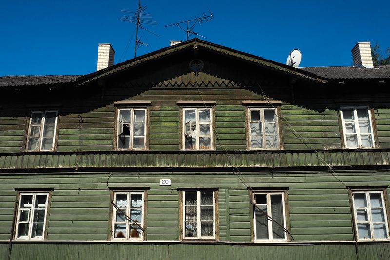 Windows of the Big Green House, Tallinn, Estonia