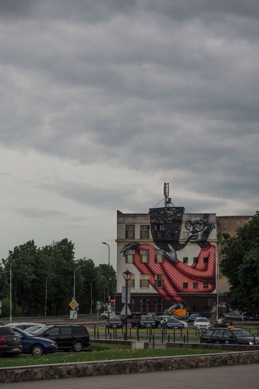 Smoking Her Pipe in Kaunas, Lithuania