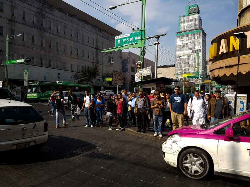 Busy on the Corner of Av Cinco de Mayo, Mexico City, Mexico