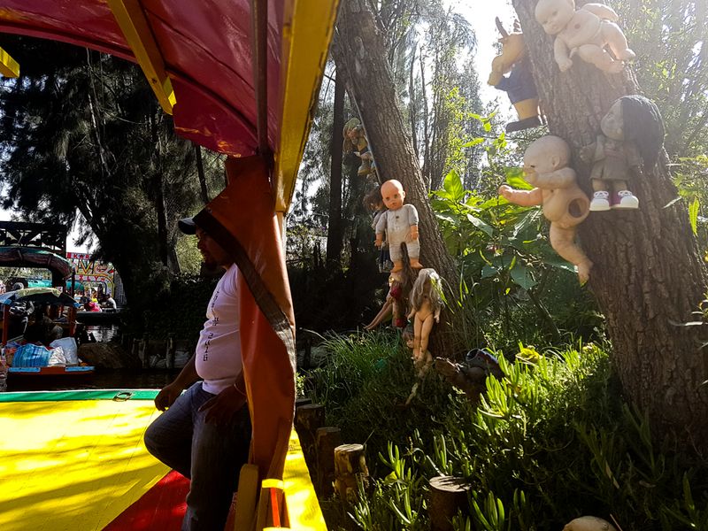 With His Back to the Dolls, Xochimilco Canals, Mexico City, Mexico