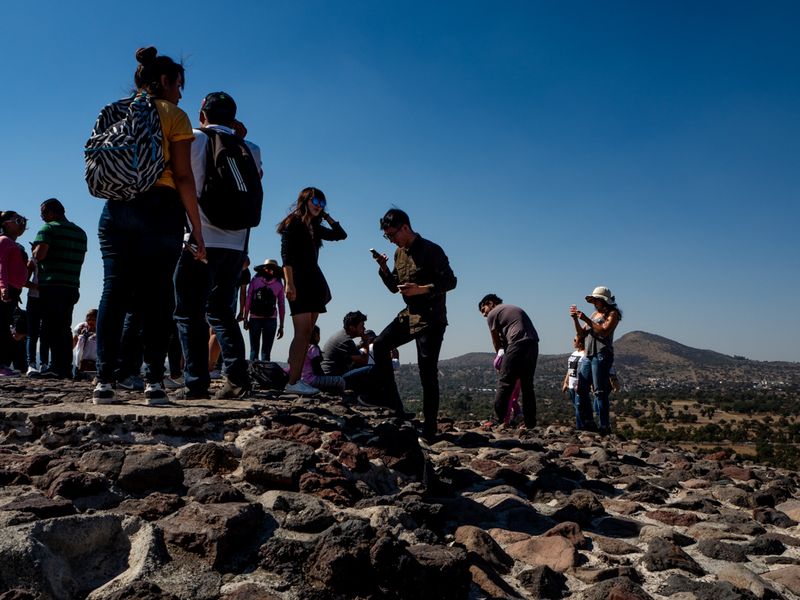 Other Tourists On The Top, Pyramid of the Sun, Teotihuacán Archaeological Site, Mexico