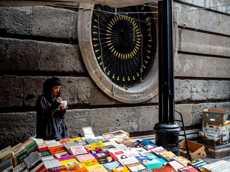 Lunchtime on the Book Stall, Mexico City, Mexico